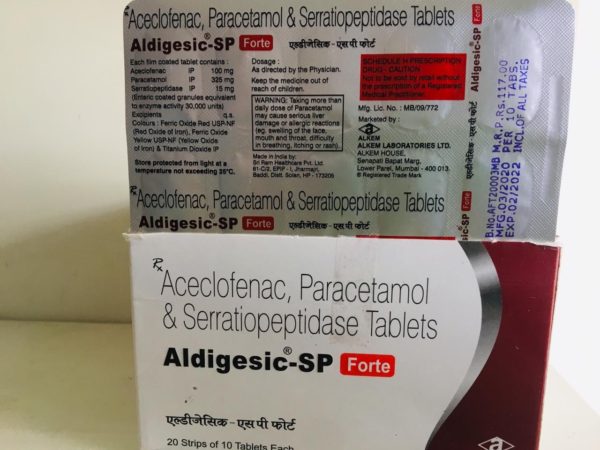 Aceclofenac, Paracetamol, Serratiopeptidase